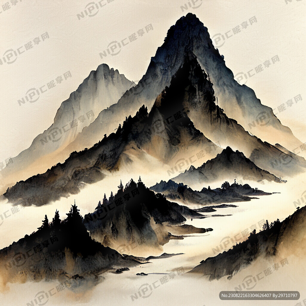 山水 水墨風格 寫意 意境 恐