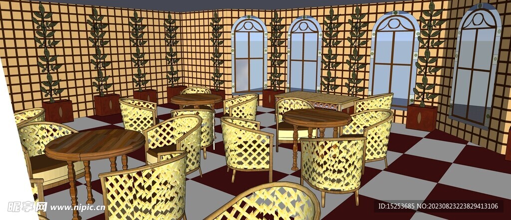 小餐厅奶茶店咖啡厅设计模型