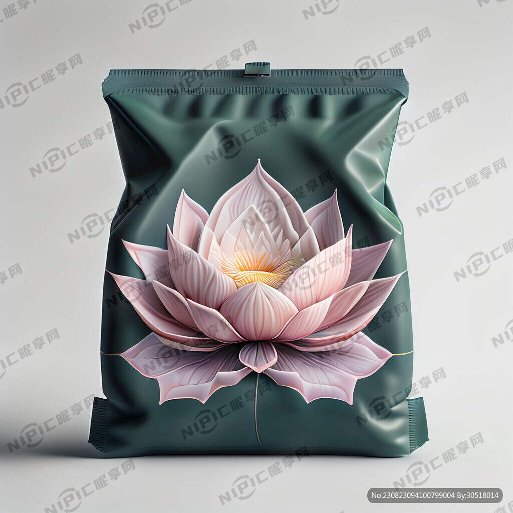 一個印有蓮花圖案的濕巾包