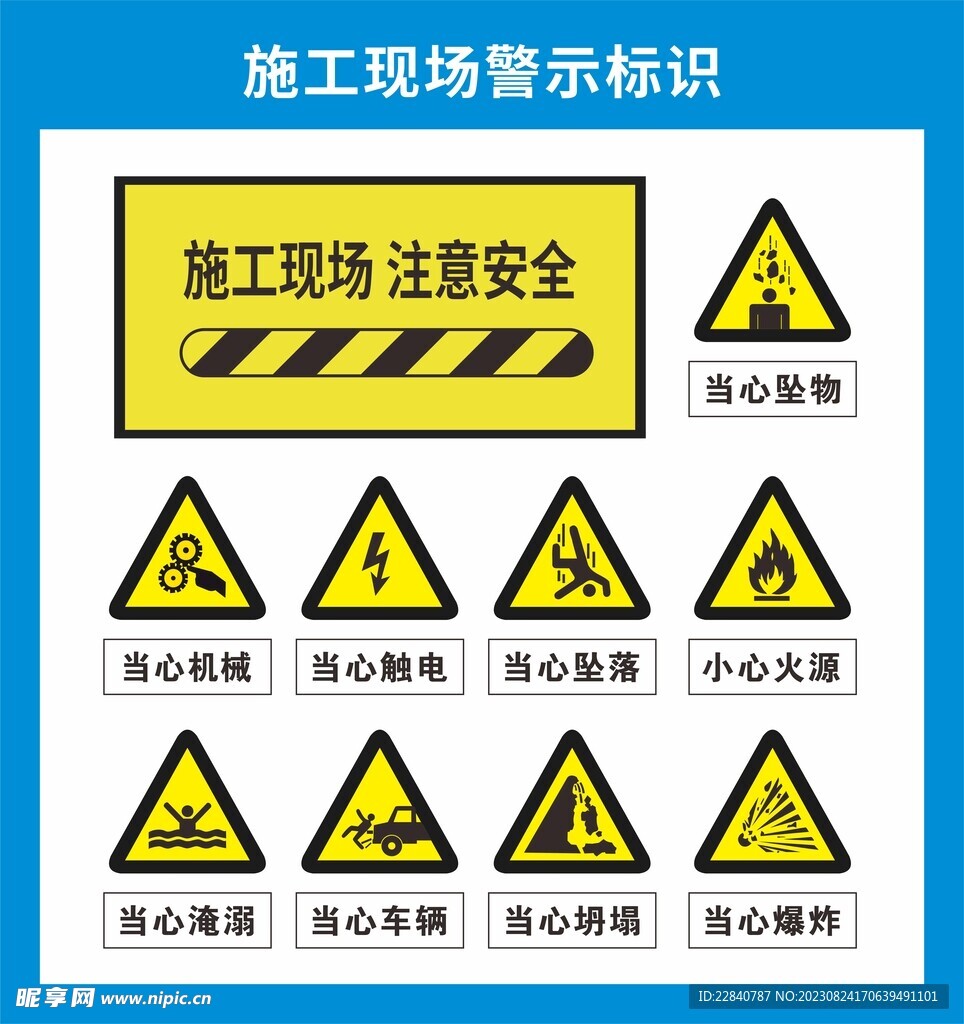 施工工地安全警示牌图片