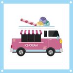 夏季的冰激凌甜点车卡通矢量图