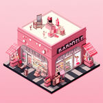 粉嫩可爱卡通风2.5D商店设计