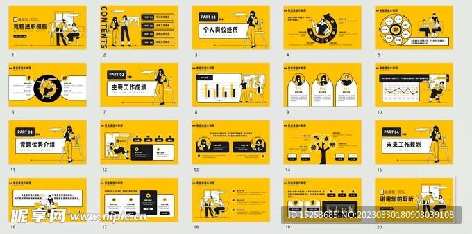 黄色扁平风通用竞聘述职PPT