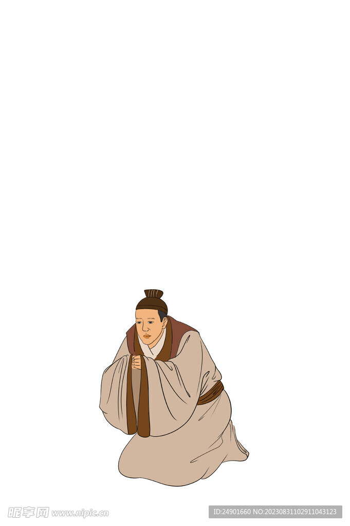 古代人物跪拜男子