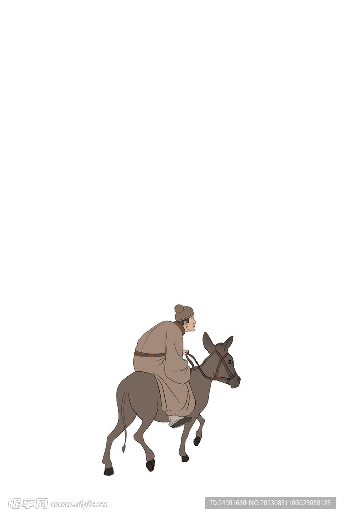 古代手绘人物分成男子骑驴