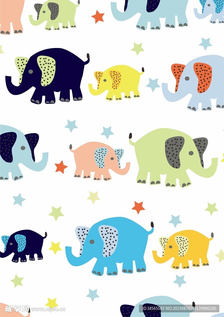 多彩大象五彩缤纷彩色