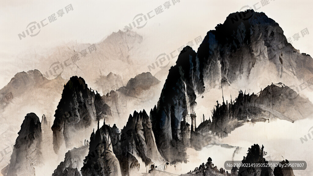 山谷 中國風 中國畫 山水
