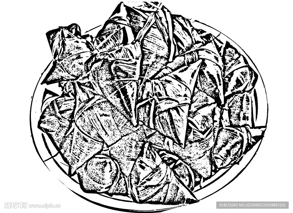 粽子白描