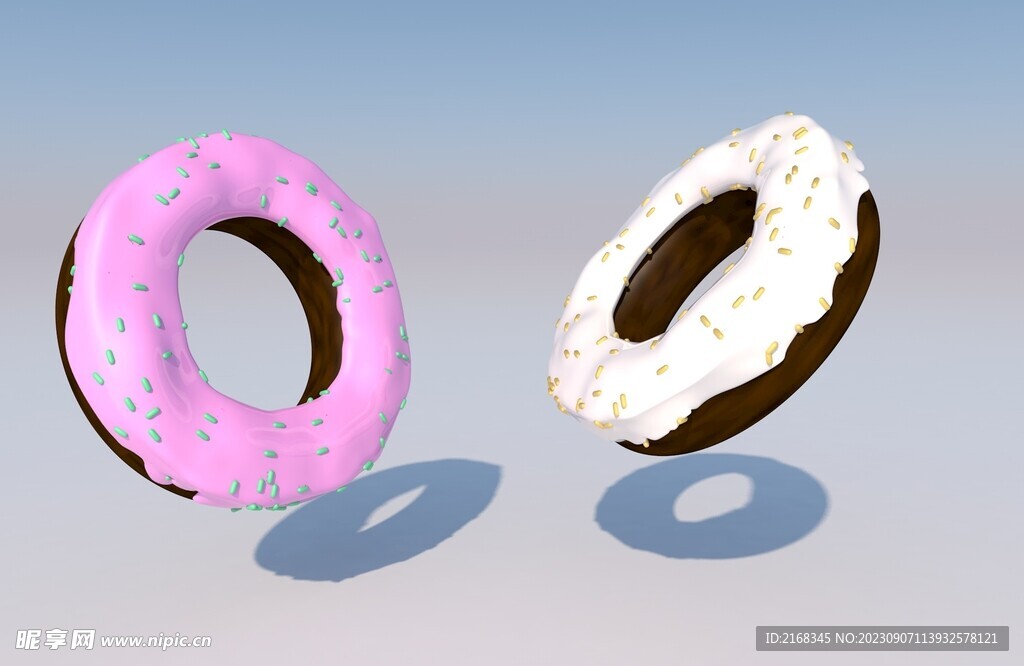C4D 甜甜圈模型 带纹理贴图