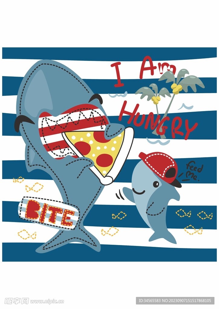 饥饿鲨鱼 吃披萨 海洋