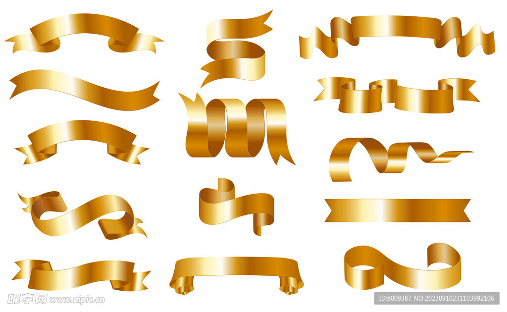 金色絲綢花邊矢量元素