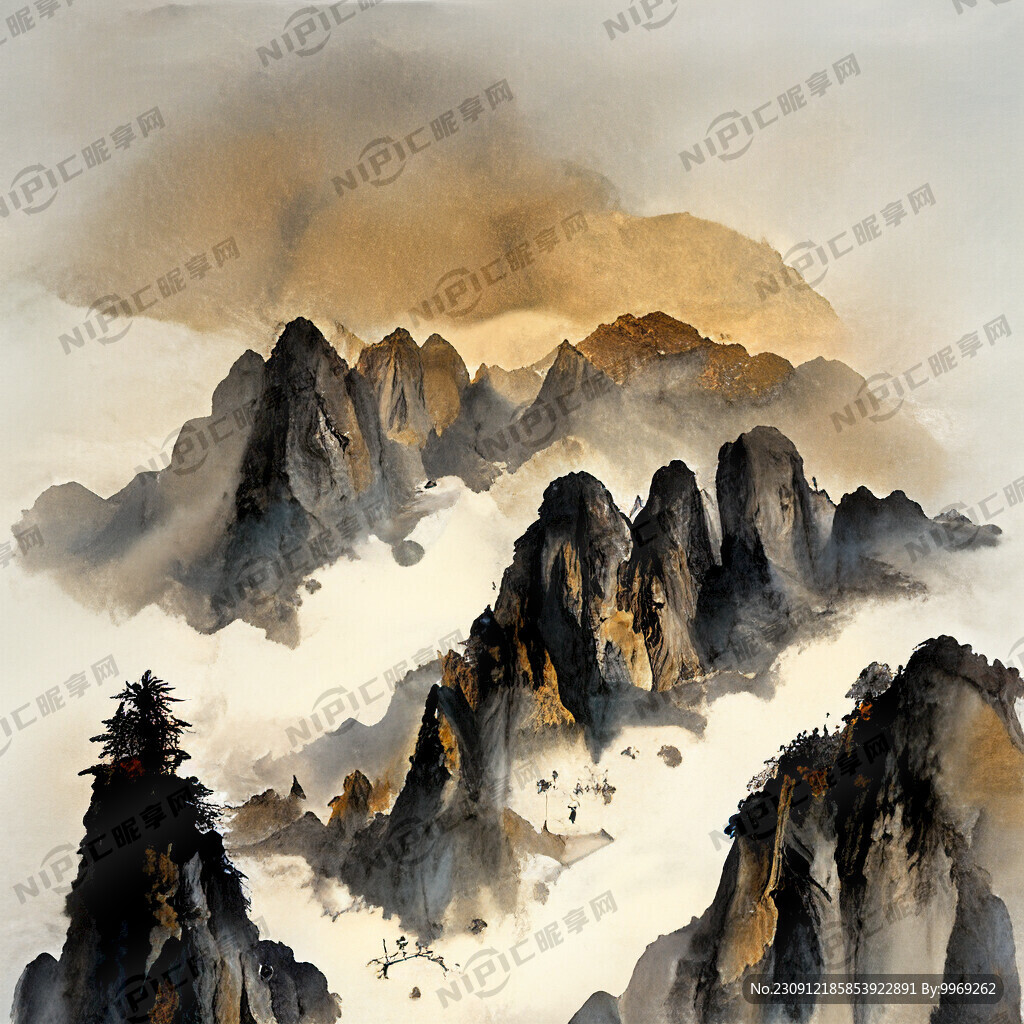 金色的山水畫