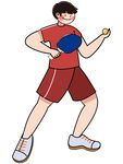 原创手绘乒乓球运动员男孩