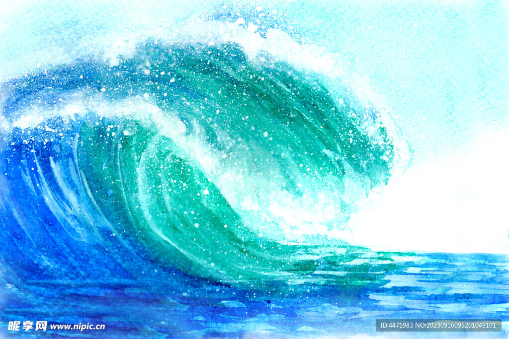 水彩海浪