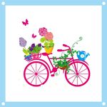 自行车上的鲜花盆栽素材