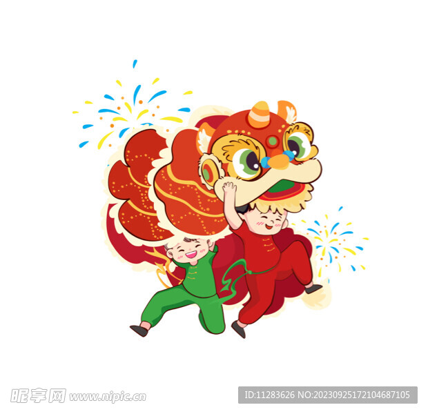 舞獅插畫