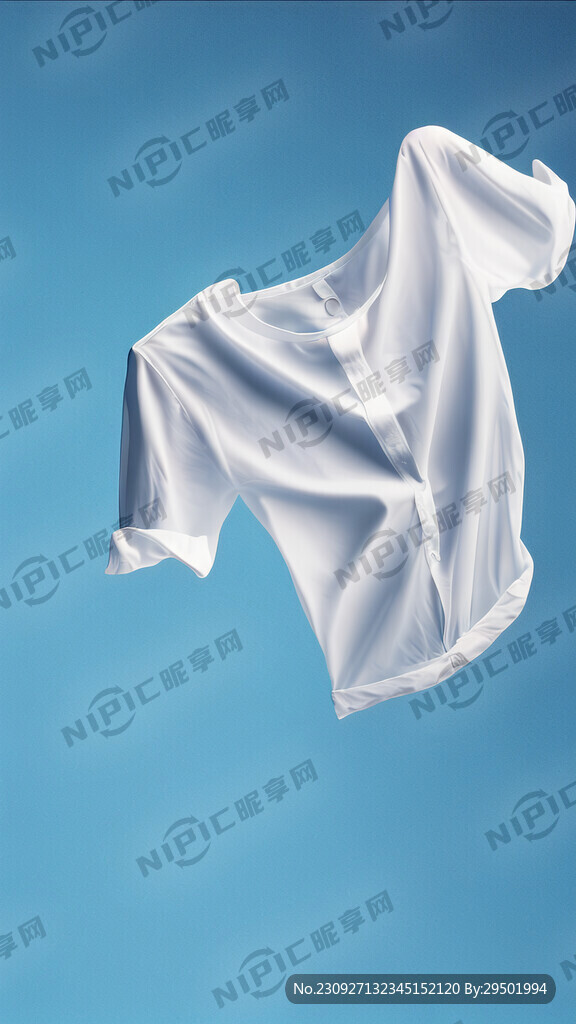 一件漂浮在空中的白色襯衫