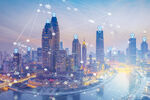 城市夜景科技蓝放射图