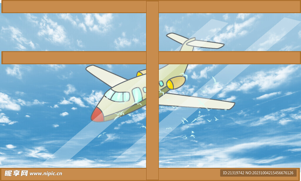 飞机天空插画