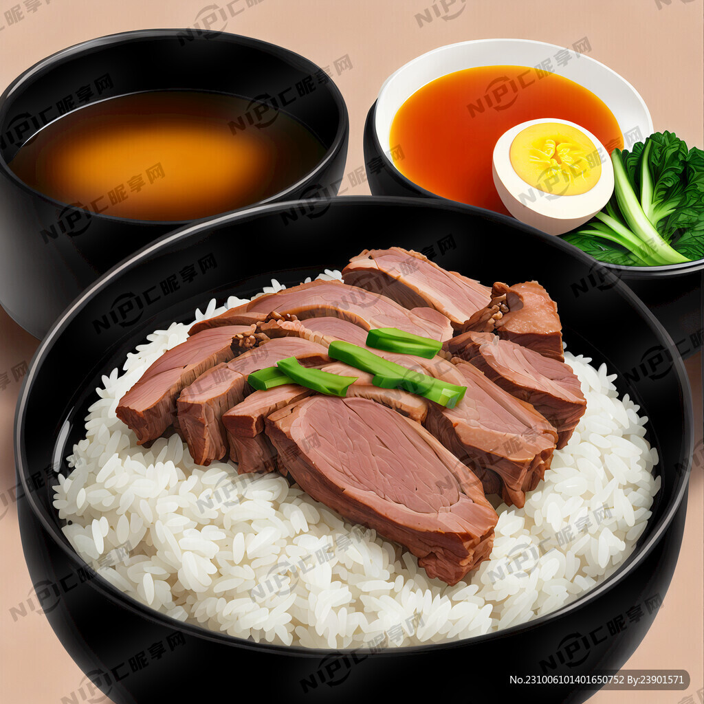 豬肘飯 黑色碗 青菜 米飯