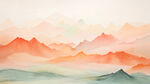 中国风水墨感橙色山峰元素背景图