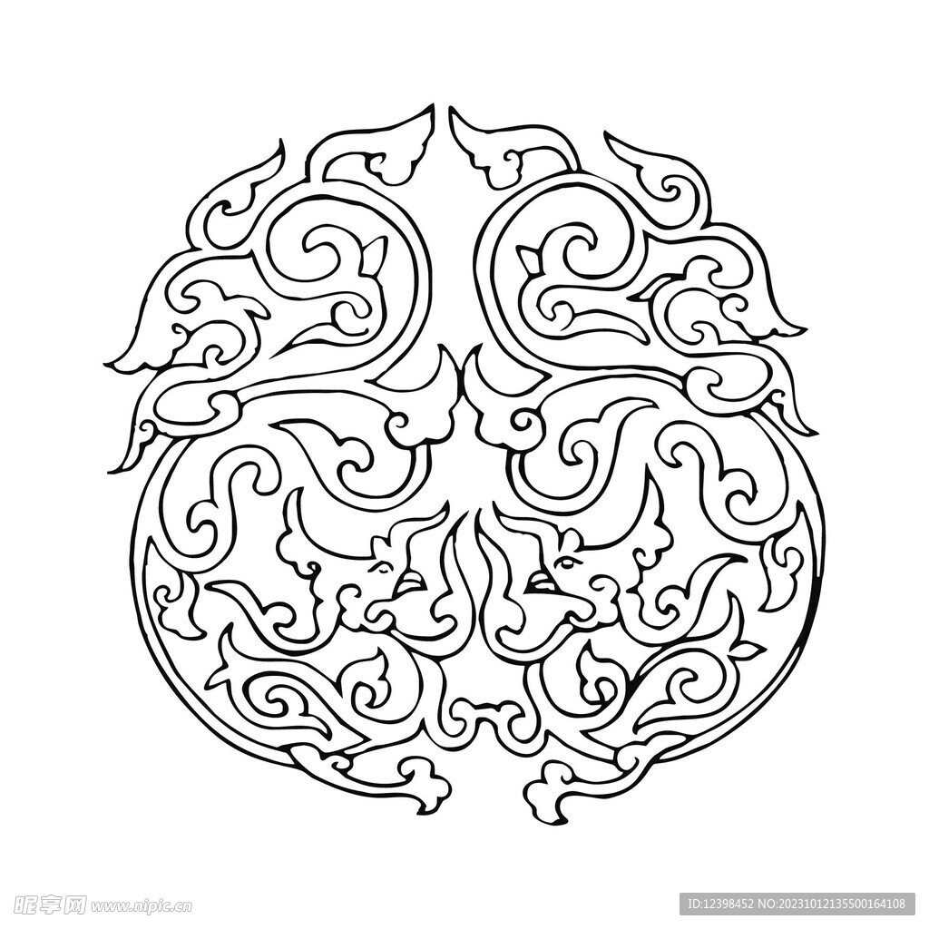 中式傳統(tǒng)圖案線稿