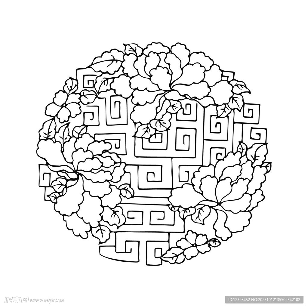 中式傳統(tǒng)圖案線稿