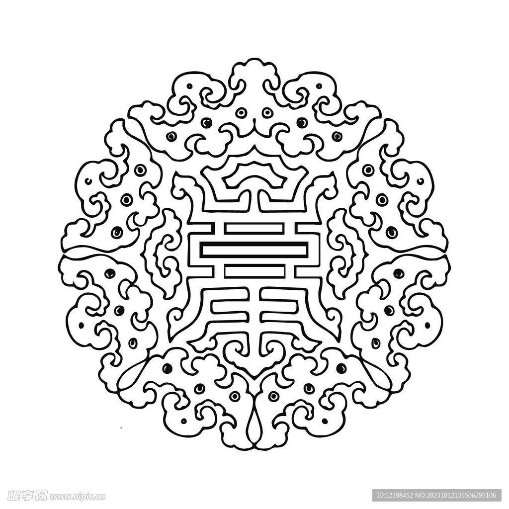 中式传统图案线稿