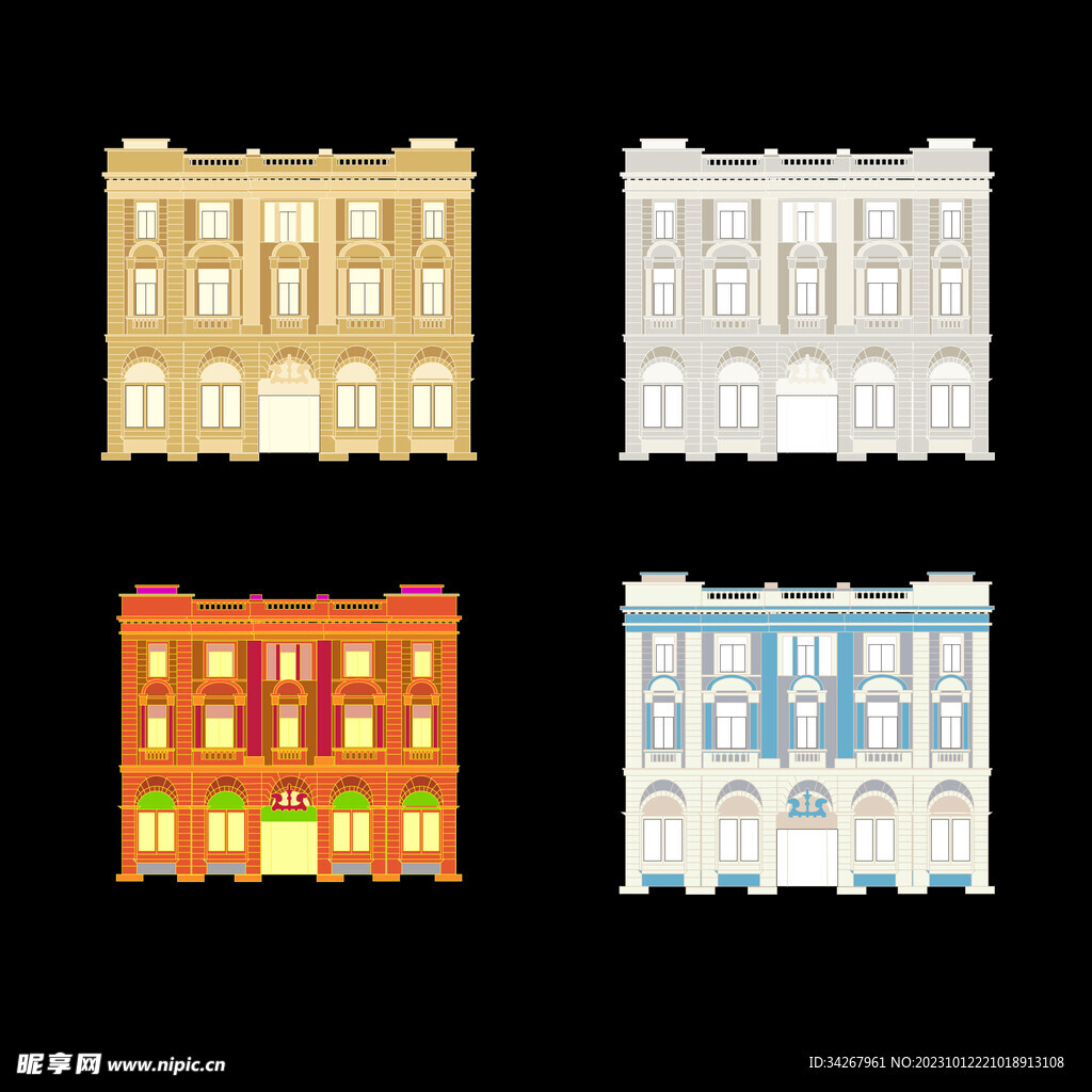 歐式建筑插畫