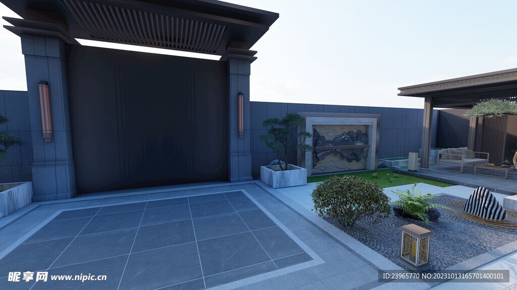 新中式庭院模型