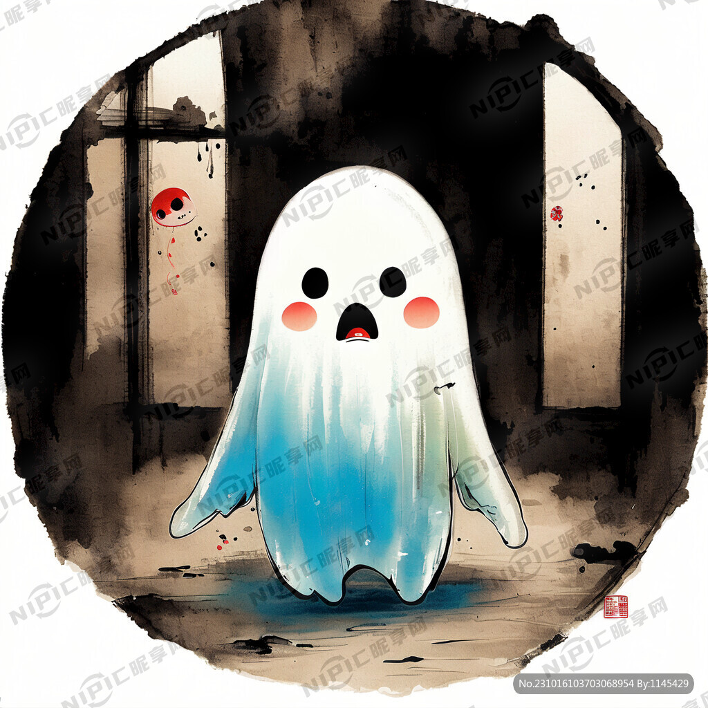 可愛 小幽靈 嚇唬 二次元插畫
