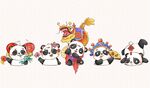 卡通熊猫国潮国风古风插画