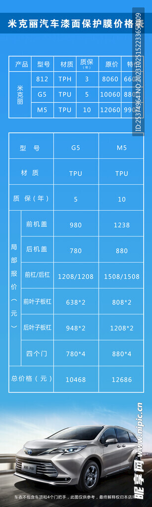 汽车精品价目表