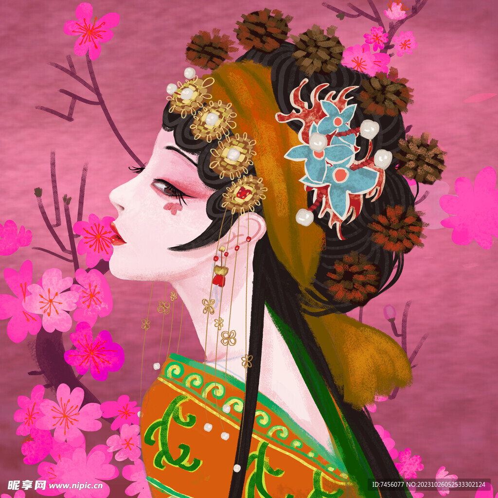中国风时尚中式美女挂画装饰画