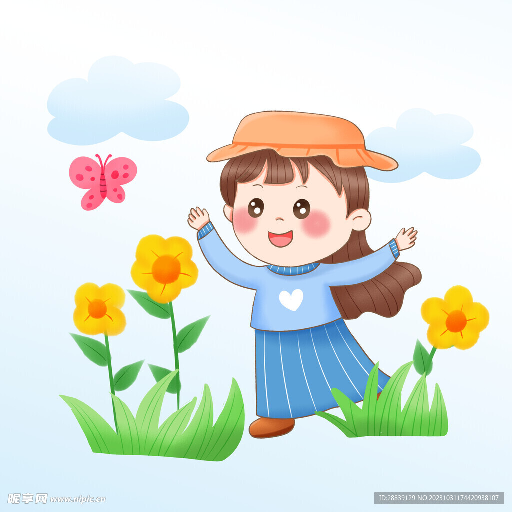  女孩追蝴蝶