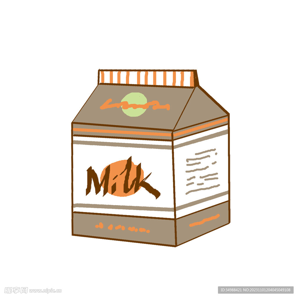 卡通手绘一盒牛奶插画