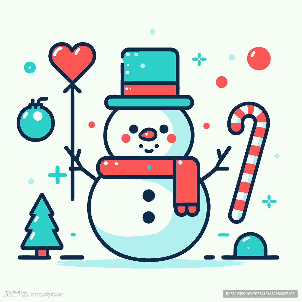 卡通雪人扁平設計
