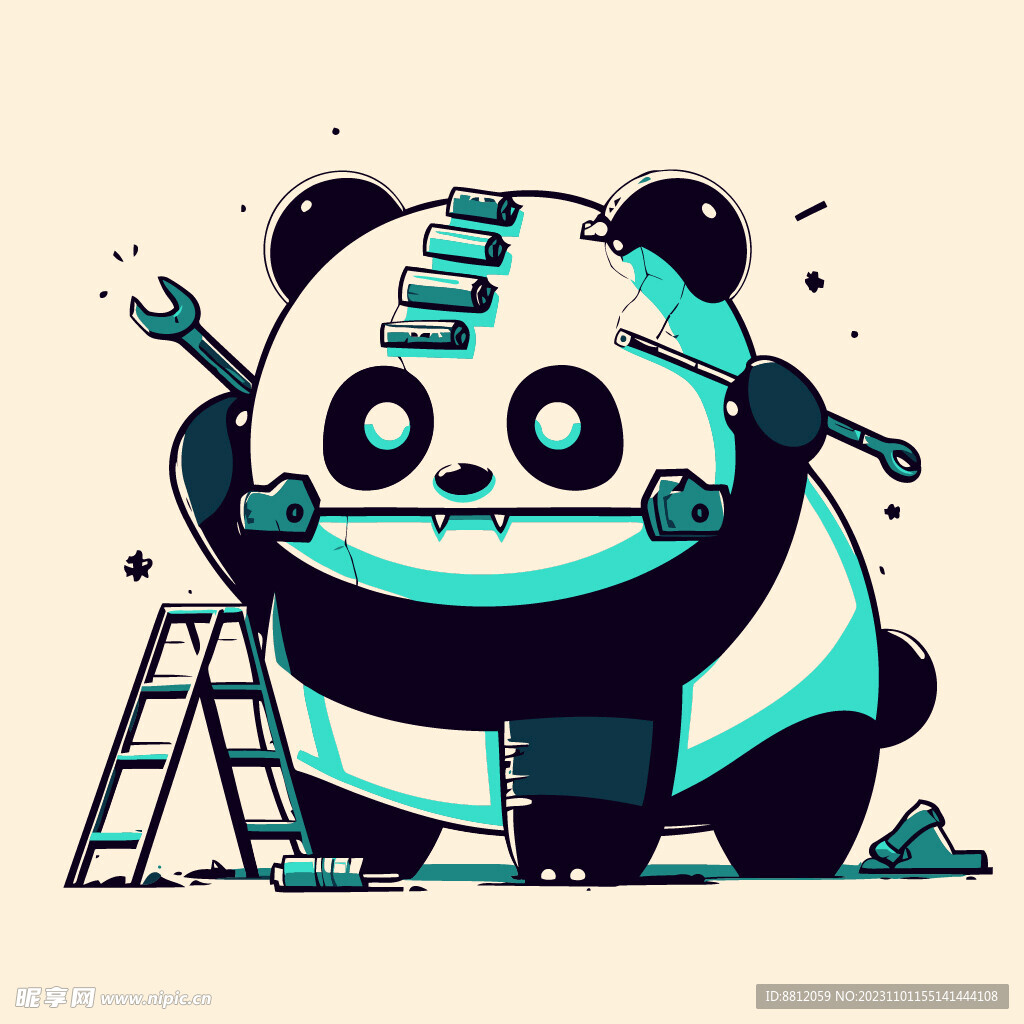 創意科學熊貓卡通
