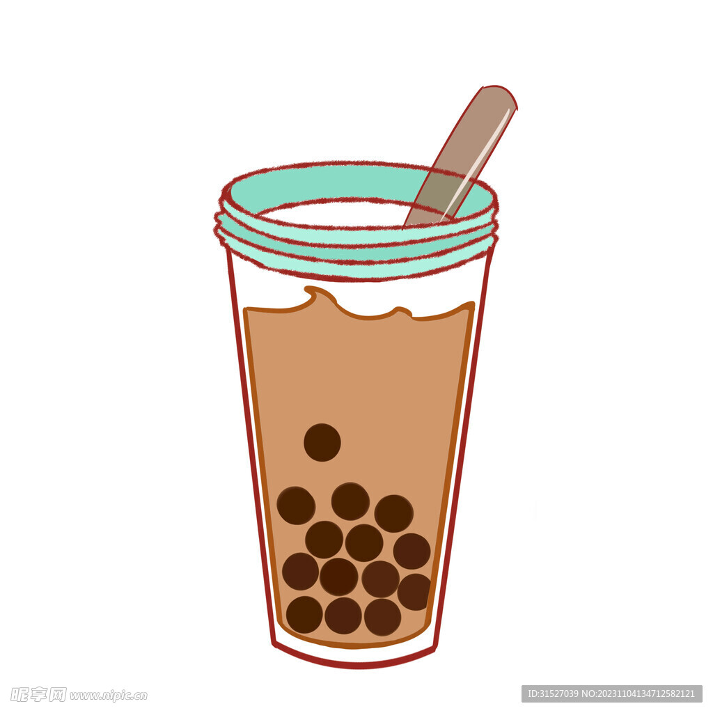 卡通手繪奶茶