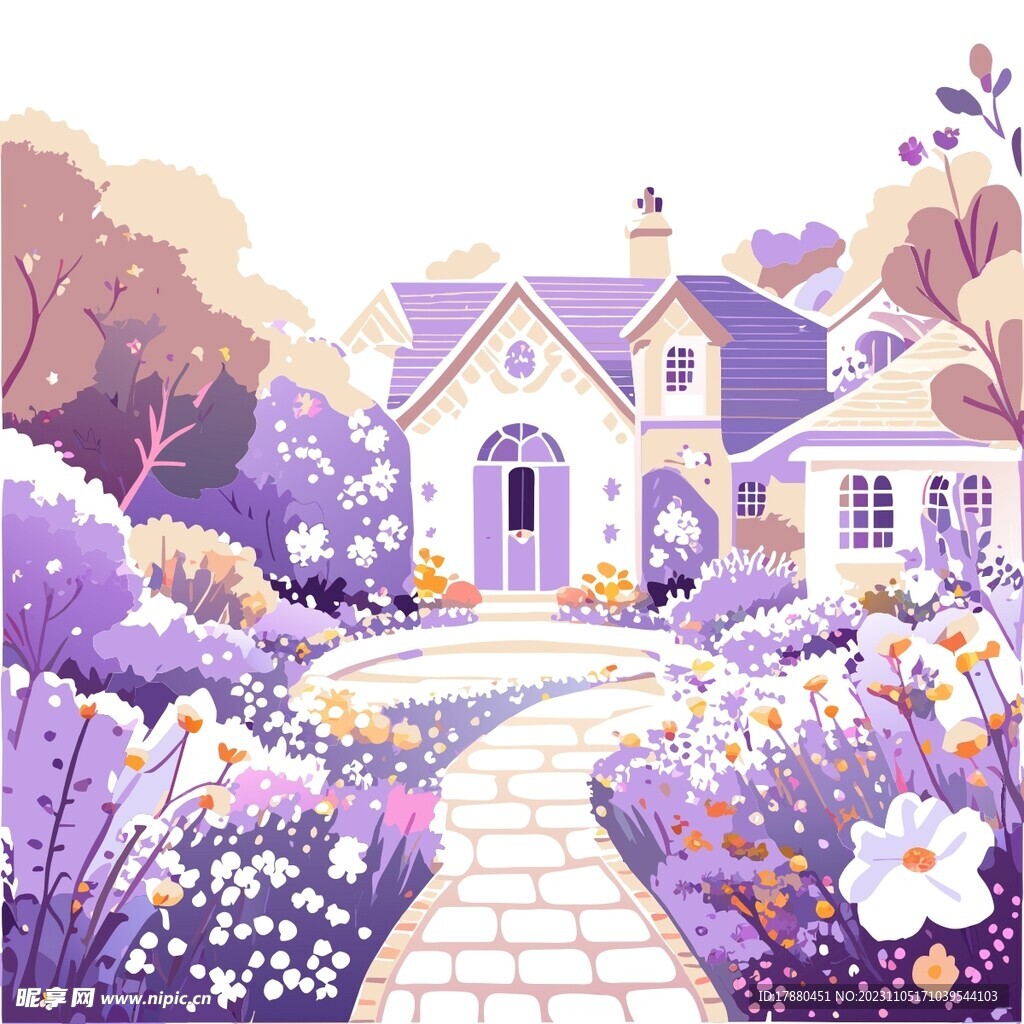 紫色花園插圖