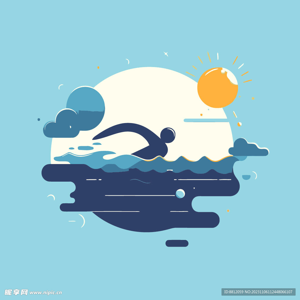 游泳扁平插畫