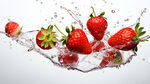 水洗草莓摄影素材图