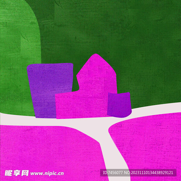 紫绿抽象风景画艺术挂画