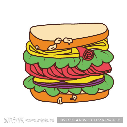  卡通汉堡包矢量插画素材