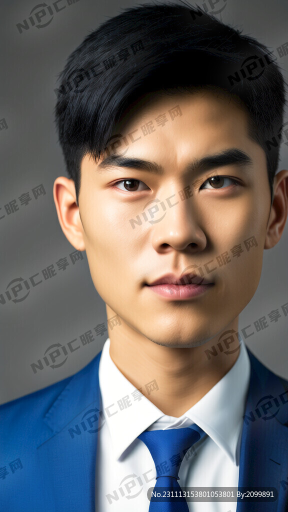 亞洲男青年 正面半身像  