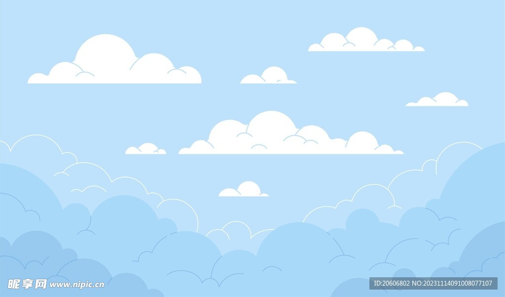 手繪天空云朵藍(lán)天背景