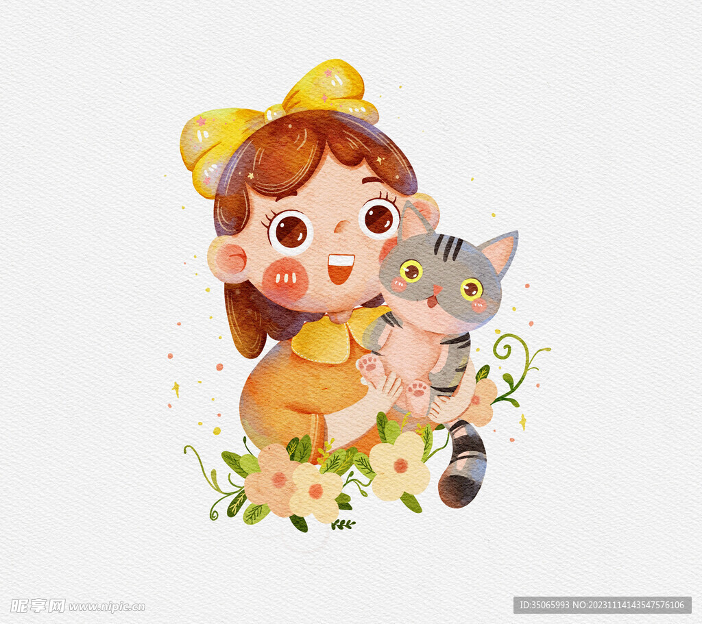 小女孩和猫咪
