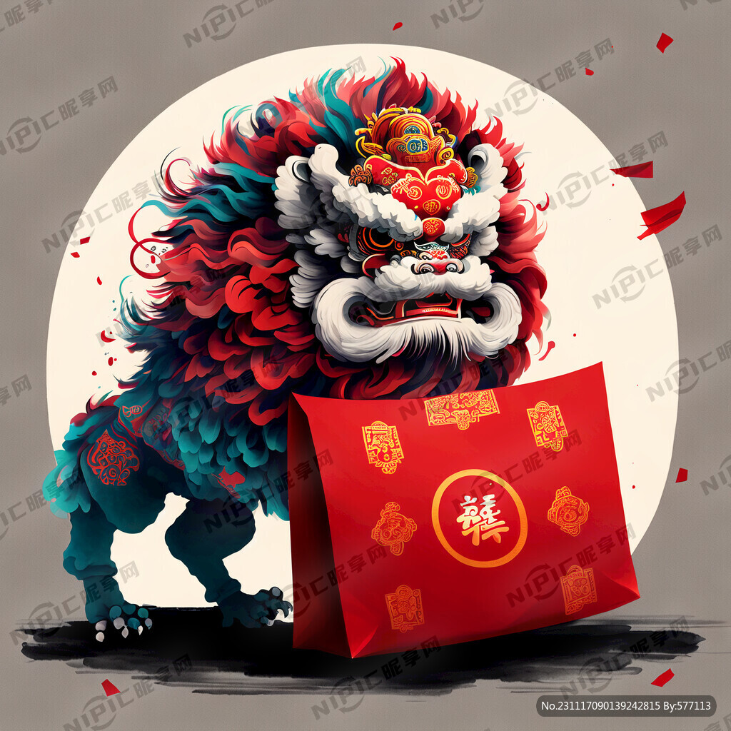 正方形舞獅紅包