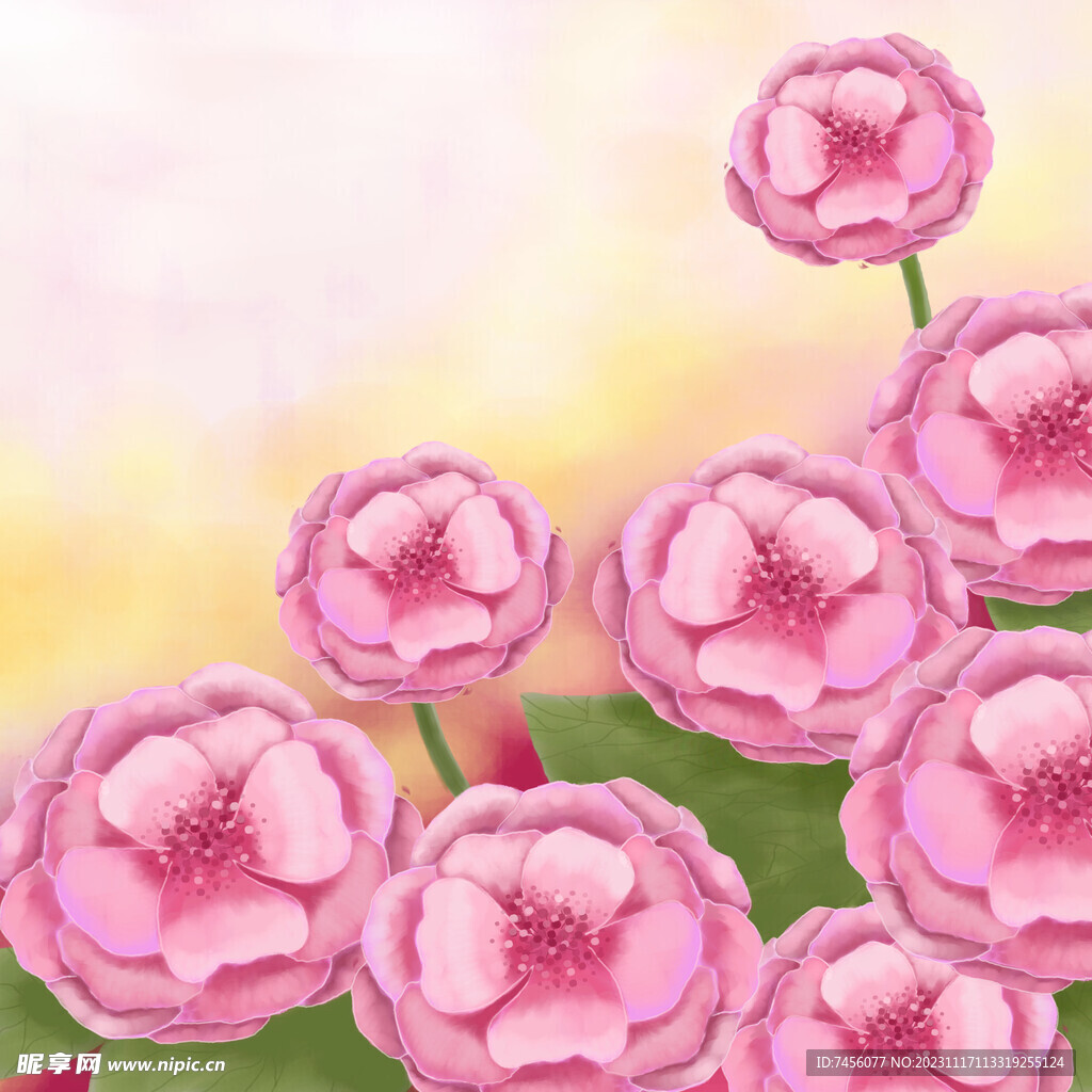 粉色花卉艺术挂画