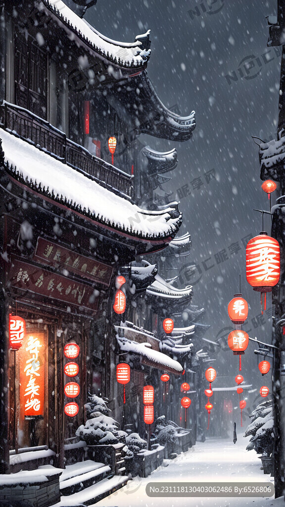 下著大雪的街道